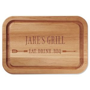 Eat, Drink, BBQ Custom Wood Cutting Board
