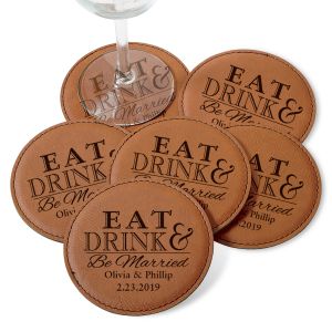 Custom Eat, Drink and Be Married Coaster Set