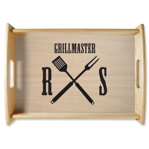 Custom Grillmaster Natural Wood Serving Tray