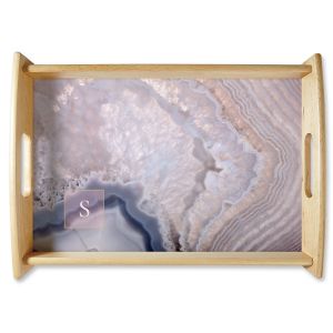 Custom Initialed Agate Natural Wood Serving Tray