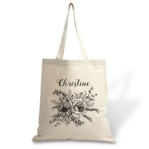 Custom Floral Name Canvas Tote