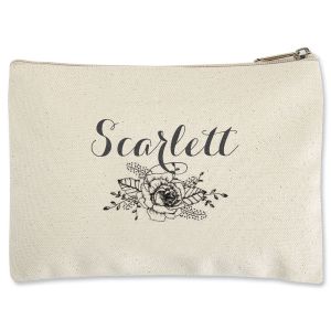 Custom Floral Name Zippered Pouch