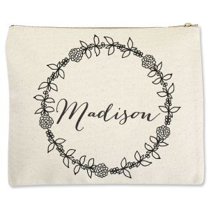 Custom Wreath with Name Zippered Pouch