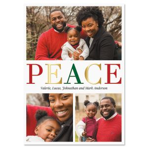 Peace Vertical Personalized Photo Christmas Cards