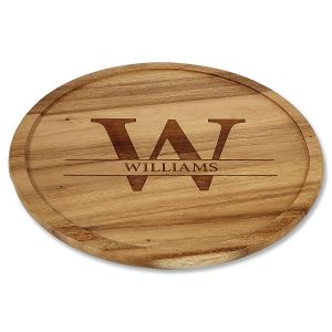 Initial Last Name Personalized Acacia Wood Lazy Susan