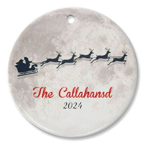 Round Custom Santa Moon Ceramic Ornament  