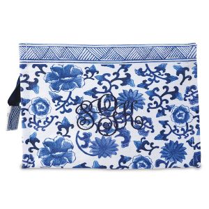 Custom Monogrammed Chinoiseries Pouch - Floral 