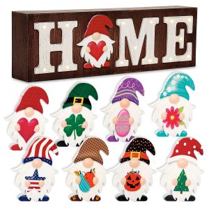 Home LED Shelf Sitter with Interchangeable Seasonal Gnomes