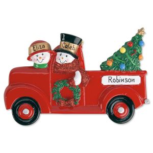 Red Truck Family Custom Ornament