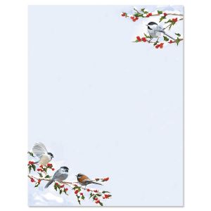 Chickadee Berry Christmas Letter Paper