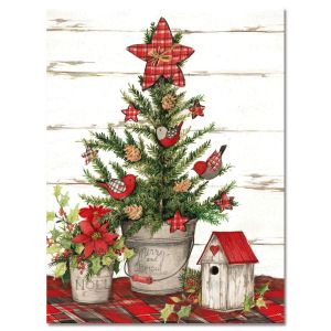 Red Plaid Tree Holiday Note Cards