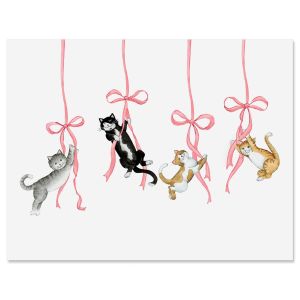 Cats On Pink Bows Note Cards - BOGO
