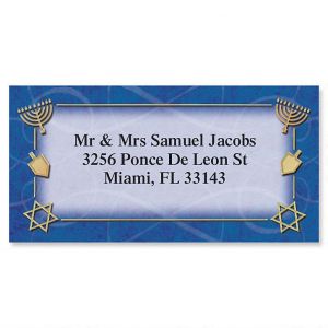 Hanukkah Border Address Labels