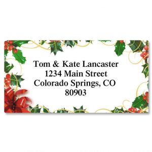 Holly Bow Border Address Labels