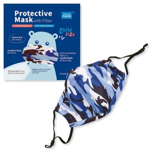 Blue Kids Camouflage Reusable Face Mask & Replacement Filters