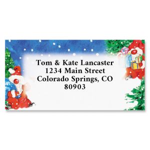 Gnome And Gifts Border Return Address Labels