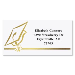 Hats Off Graduation Foil Border Return Address Labels