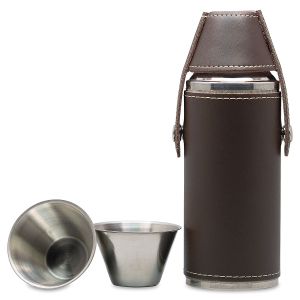 Leather Camping Flask Set