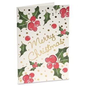 Christmas Berries Deluxe Foil Christmas Cards