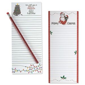 Meowy Christmas Shopping List Pads with Glitter Pencil