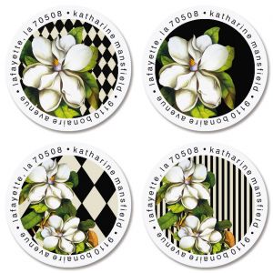 Magnolia Nights Round Return Address Labels (4 Designs)