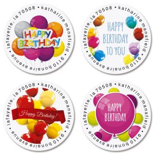 Birthday Round Return Address Labels (4 Designs)