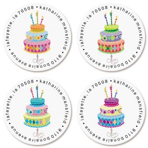 Birthday Round Return Address Labels (4 Designs)