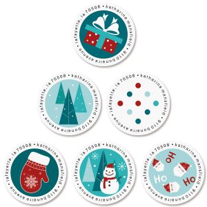 Yay Holidays Round Return Address Labels (6 Designs)