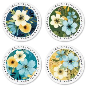 Blue Sunrise Round Return Address Labels (4 Designs)