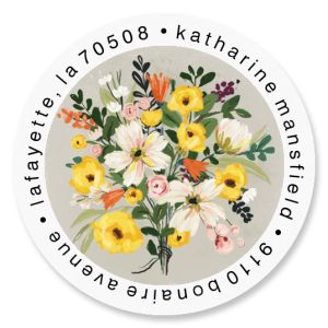 Tuesday Floral Round Return Address Labels