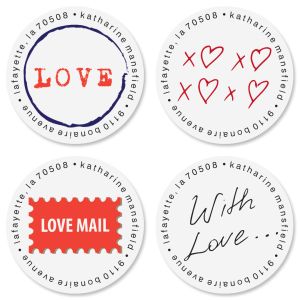 Stamped With Love Round Return Address Labels (4 Designs)