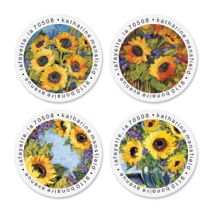 Gallery Sunflower Round Return Address Labels  (4 Designs)