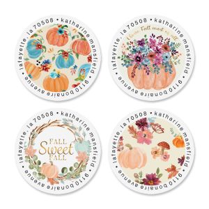 Sweet Fall Round Return Address Labels (4 Designs)