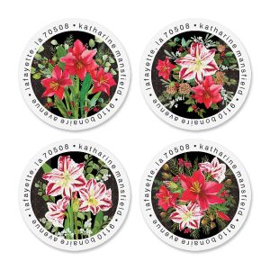 Amaryllis Round Return Address Labels (4 Designs)