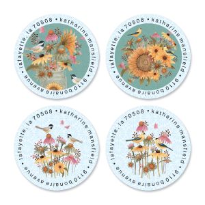 Autumn Florals Round Return Address Labels (4 Designs)