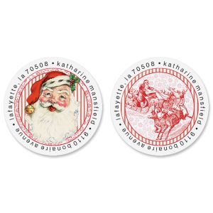 Joyeux Noel Round Return Address Labels (2 Designs)