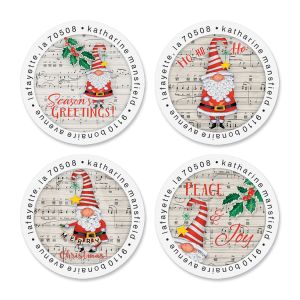 Santa's Music Round Return Address Labels (4 Designs)