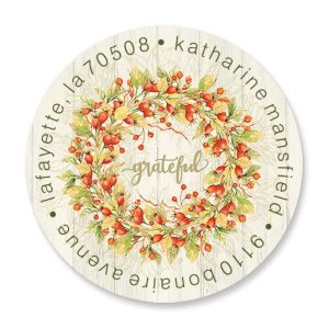 Berry Grateful Round Return Address Labels