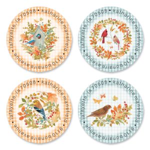 Joys of Autumn Round Return Address Labels (4 Designs)