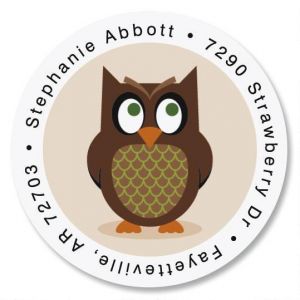 Owl Round Return Address Labels