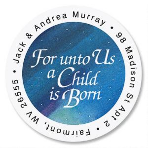 A Child Is Born  Round Address Labels