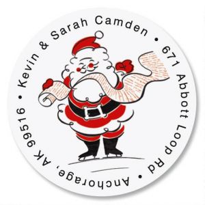 Silly Santa Round Return Address Labels