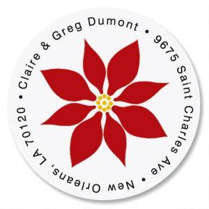 Poinsettia Round Address Labels