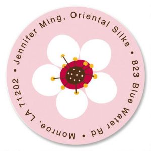 Cherry Blossom Round Return Address Labels