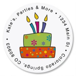 Birthday Cake Round Return Address Labels