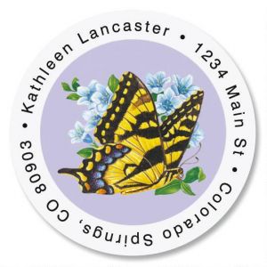 Brilliant Butterflies Round Return Address Labels  (6 Designs)
