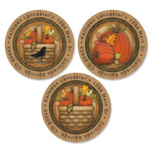Pumpkin  Round Address Labels  (3 Designs)