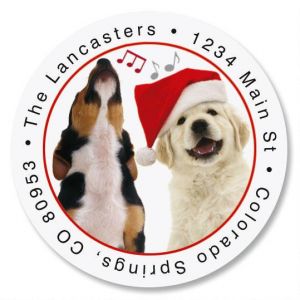 Dogs Singing Round Return Address Labels