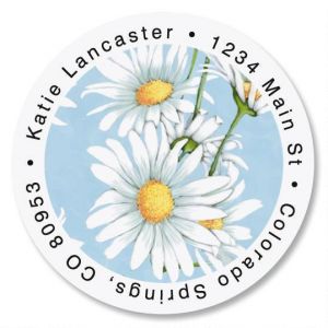 Daisy Collage Round Address Labels