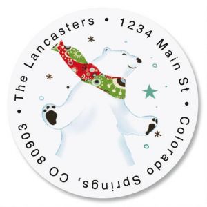 Dance of the Polar Bears Round Address Labels